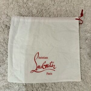 Christian Louboutin White Drawstring Dust Bag with Red Logo